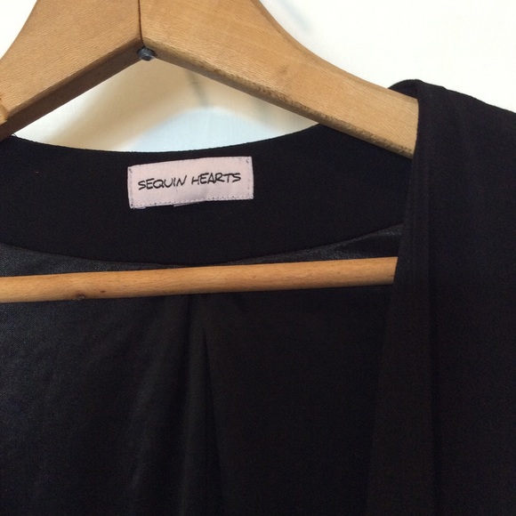 Sequin hearts Black peplum jacket/ open cardigan - Picture 3 of 9